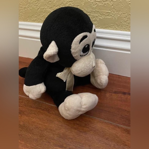 Anico Black Monkey Kids Plush Stuffed Animal Soft Toy Beige Bow Used - Picture 4 of 8